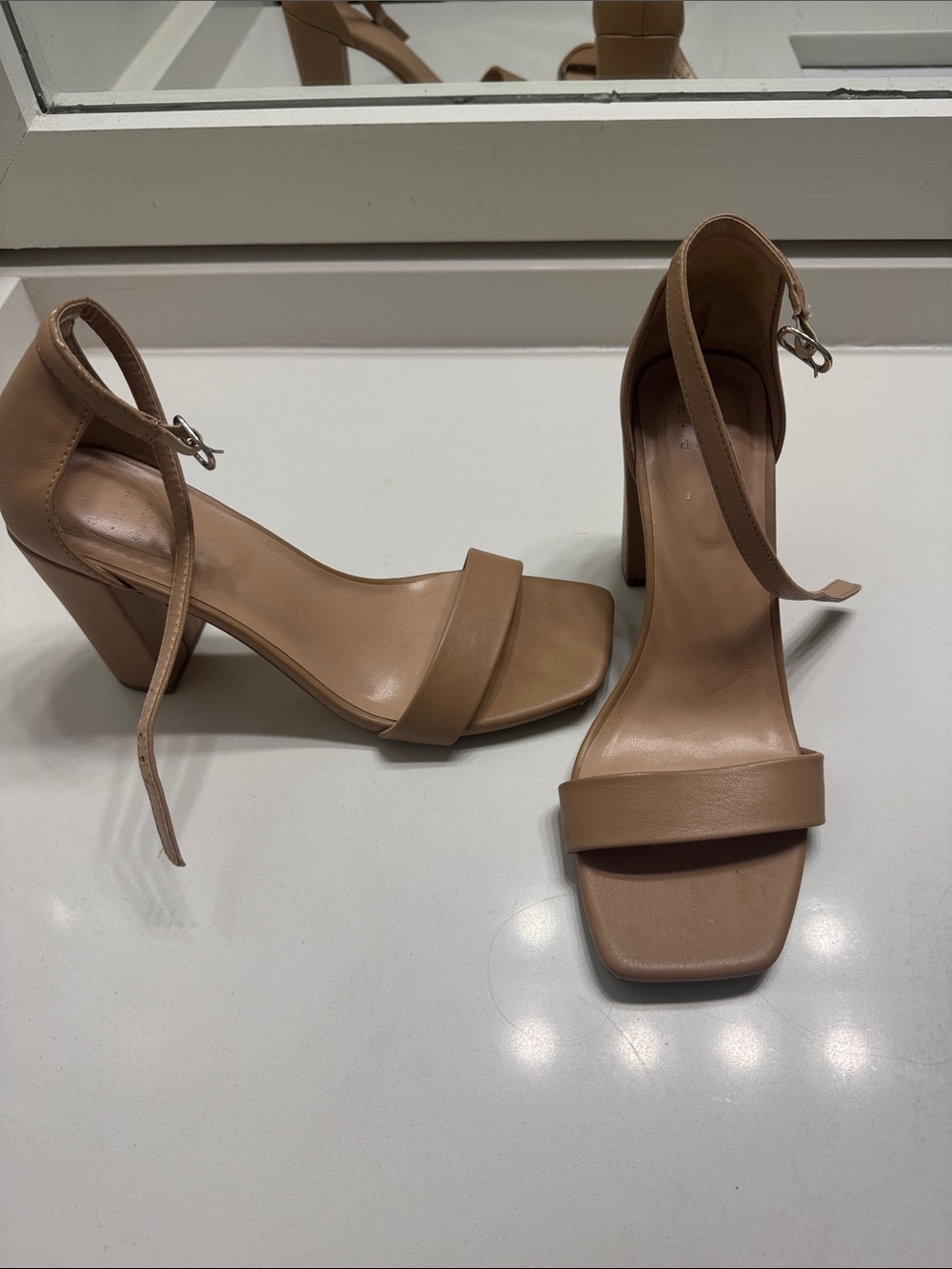 a new day Taupe Block Heel Sandals with Ankle Strap